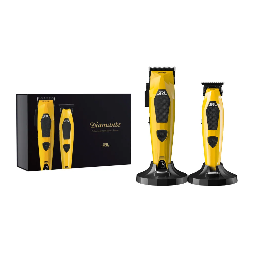 JRL Diamante Kit Yellow clipper en trimmer set met 8.200 RPM motor en Samsung batterij – Barberdepot