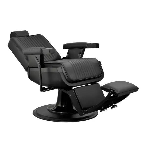 Barber Chair Philadelphia Black Zijkant Liggend Voetsteun